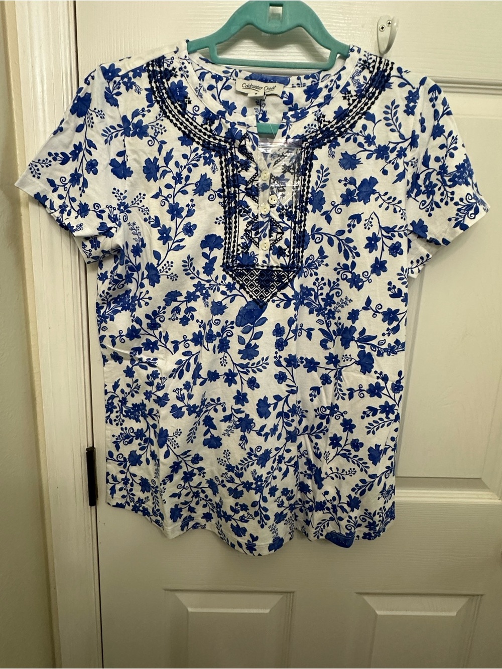 Coldwater Creek women’s Floral 100% cotton Blouse size M NWT cottage core